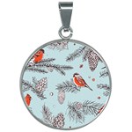 Christmas birds 30mm Round Necklace