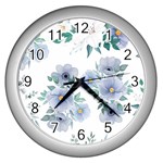 Floral pattern Wall Clock (Silver)