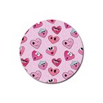 Emoji Heart Rubber Coaster (Round)