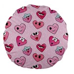 Emoji Heart Large 18  Premium Flano Round Cushions