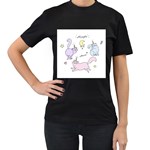  Cute unicorn cats Women s T-Shirt (Black) (Two Sided)
