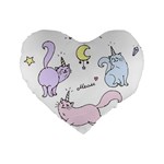  Cute unicorn cats Standard 16  Premium Heart Shape Cushions