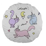  Cute unicorn cats Large 18  Premium Flano Round Cushions