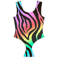 Rainbow Zebra Stripes Off Shoulder Velour Bodysuit  by nate14shop
