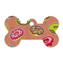 Doughnut Doodle Colorful Seamless Pattern Dog Tag Bone (one Side)