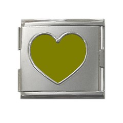 Color Olive Mega Link Heart Italian Charm (18mm) by Kultjers