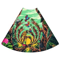 Monkey Tiger Bird Parrot Forest Jungle Style Flared Maxi Skirt by Grandong