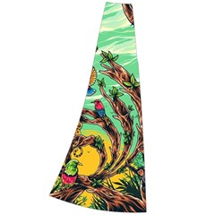 Monkey Tiger Bird Parrot Forest Jungle Style Velour Split Maxi Skirt by Grandong