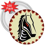 Horse head 3  Button (100 pack)
