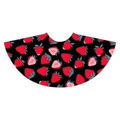 Black Strawberry Soft Velvet Skater Skirt by CoolDesigns