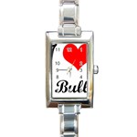 I-Love-My-Bulldog Rectangular Italian Charm Watch