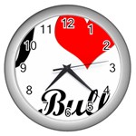 I-Love-My-Bulldog Wall Clock (Silver)