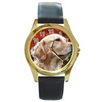 dog-photo cute Round Gold Metal Watch
