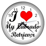 I Love My Labrador Retriever Wall Clock (Silver)
