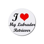 I Love My Labrador Retriever Rubber Round Coaster (4 pack)